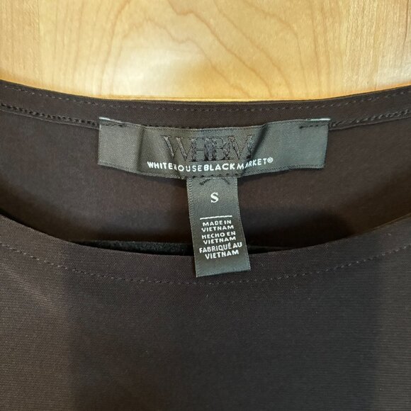 White House Black Market Matte Jersey Split Sleeve Top S Black 570349978 - Picture 5 of 8